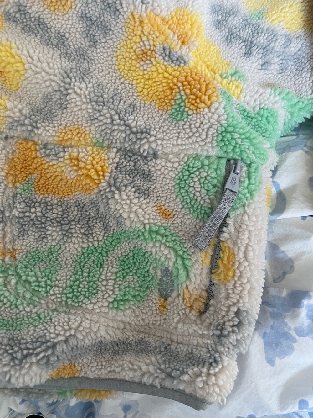 Free People FP Movement Hit The Slopes Printed Fleece Pullover In Lily Pad Combo - Picture 8 of 9